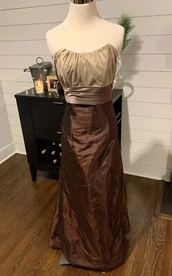 Mujer Impresión Nupcial Noche Cóctel Vestido Talla 8 Hermoso Champagne Foto 1 de 4