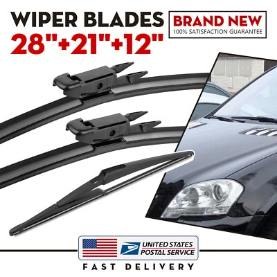 28"+21"+12"Wiper Blade Set for 2007-2011 Mercedes-Benz ML63 AMG GL450 Replace US - Image 1 of 4