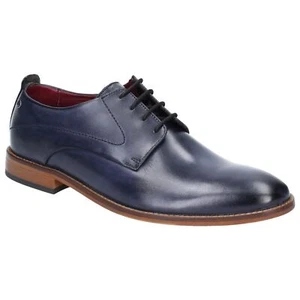 Base London Mens Leather Script Washed Navy Shoes