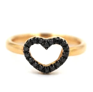 Anello Infije in Oro Rosa 18k con Diamanti Neri a Cuore - Foto 1 di 6