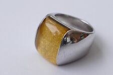 Design Ring großer gelber Cabochon 925 Silber um 1980 ring silver