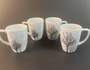 Set/4 Corelle Coordinates Timber Shadow Coffee Mug Cup White Gray Brown EUC - Picture 1 of 14