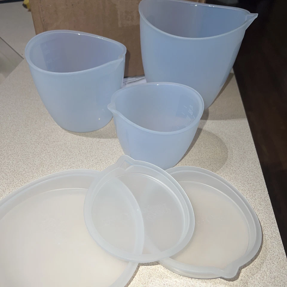 Избалованный шеф-повар силиконовый подготовки чаши - гибкий - легко заливать набор из 3 размеров + крышки - Изображение 1 из 2