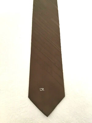 Corbata retro delgada vintage Oscar de la Renta para hombre marrón liso 100 % poliéster Foto 1 de 4