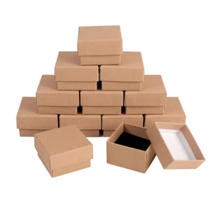 2"x2" Wholesale Kraft Jewelry Gift Boxes Earing Cardboard Organizer Sponge Fill - Picture 1 of 14