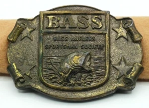 Bass Anglers Sportsman Society Brass Belt Buckle Lewis Buckles of Chicago Vtg - Picture 1 of 8