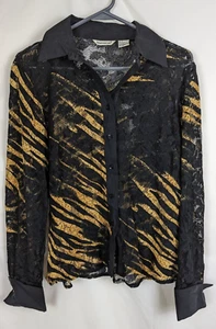 Richard Malcolm Women's See-Through Black & Gold Shirt Size Small - Picture 1 of 5