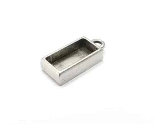 5 Pcs Rectangle Pendant Blank Resin Bezel Silver Epoxy Frame 14x6mm G33394 - Picture 1 of 4