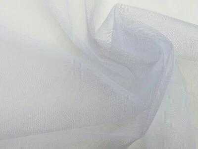Dress Tutu Skirt Net Fabric Nylon Mesh Bridal Material Tulle 68" Wide - White - Image 1 of 4