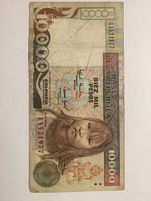 Colombia 10,000 Pesos, 1992, Circulated Embera Bill Note - Image 1 of 4