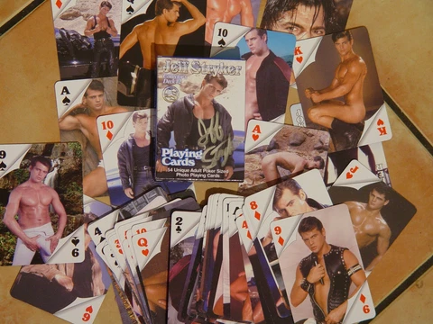 Jeff Stryker Playing cards Vol1 (Blu) & Vol2 (Red) artistic N udes signed / Jeff Cover