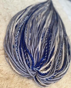 DreadLock double Ended Synthetic Dreadlocks 50 pieces Gray-blue, blue, white - Picture 1 of 4