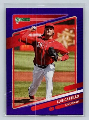 2021 Donruss Luis Castillo Purple Holo #124 Cincinnati Reds - Image 1 of 2