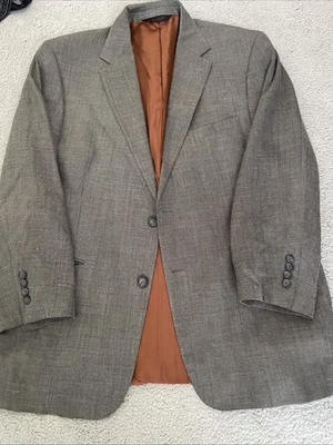 Jos A Bank Joseph Mens 44R Silk Wool Two Button Greenish Gray Blazer Coat Casual - Image 1 of 4