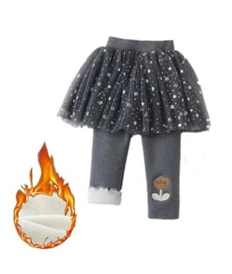 Niñas Cálido Polar Forrado Falda Leggings Estrella y Copo de Nieve Red 3-4T Gris Terciopelo Foto 1 de 4