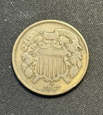 1867 Two Cent Piece US Copper Coin - Image 1 of 2