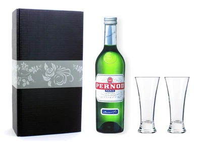 Pernod Pastis 40% 0,7l + 2 Pastis Gläser in Geschenkkarton - Glas-Geschenk