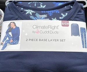 2-Piece ClimateRight by Cuddl Duds Women’s SmalBase Layer Top Legging Set • Blue - Picture 1 of 5