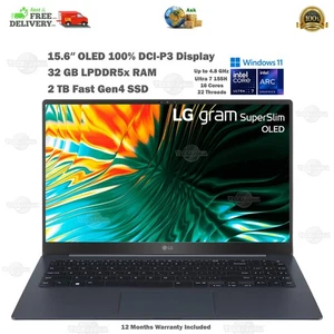 LG Gram SuperSlim 15.6”In OLED Laptop 32GB LPDDR5x 2TB SSD Ultra 7 155H Warranty - Picture 1 of 24