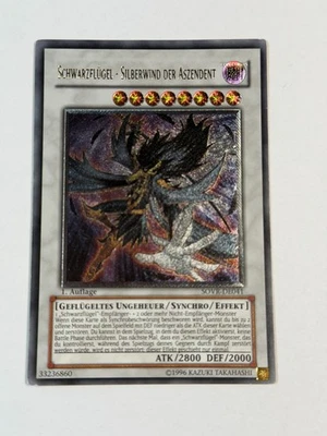 Yugioh GER Blackwing Silverwind the Ascendant SOVR-DE041 Ultimate Rare 1st Ed LP - Image 1 of 2
