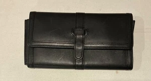 LL Bean Classic Collection Schwarz Leder Kreditkarte Ticket Clutch Geldbörse Etui - Bild 1 von 5