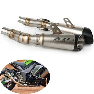 For Kawasaki Z1000 2010-2025 Exhaust Tips Motorcycle Mid 51mm Muffler Pipe Steel - Image 1 of 4