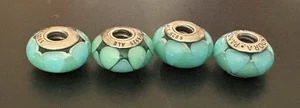 Lote de 4 dijes Pandora de plata esterlina de cristal verde y azul de Murano - Imagen 1 de 7