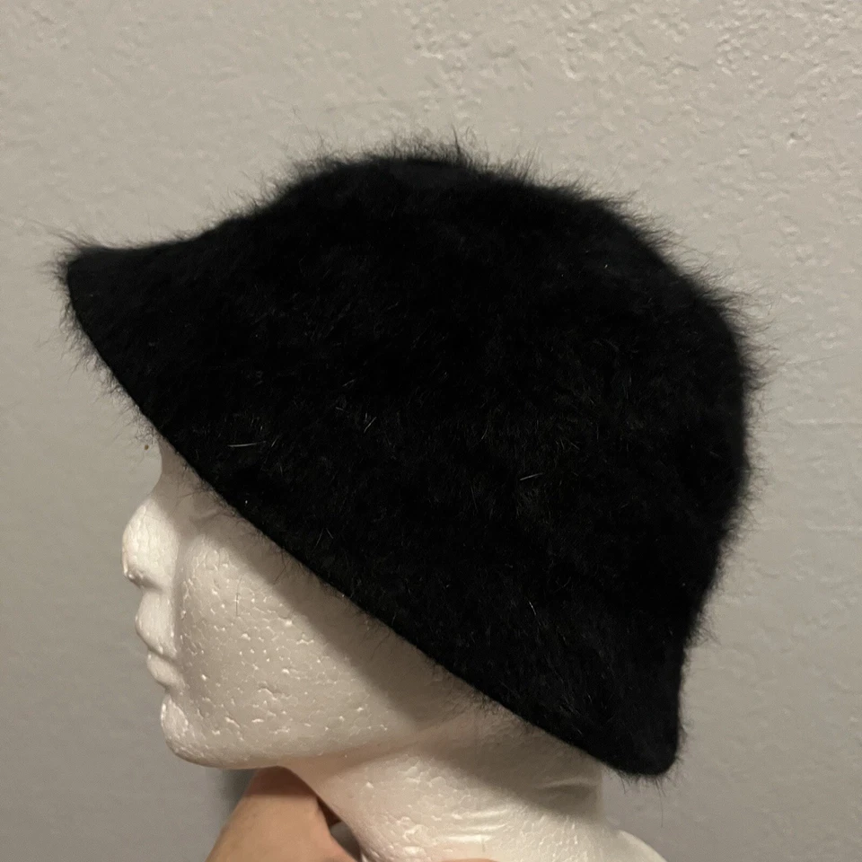 Sombrero Bebe Negro Angora Lana Nylon Cubo Bebe Slouch Talla Única Foto 1 de 4