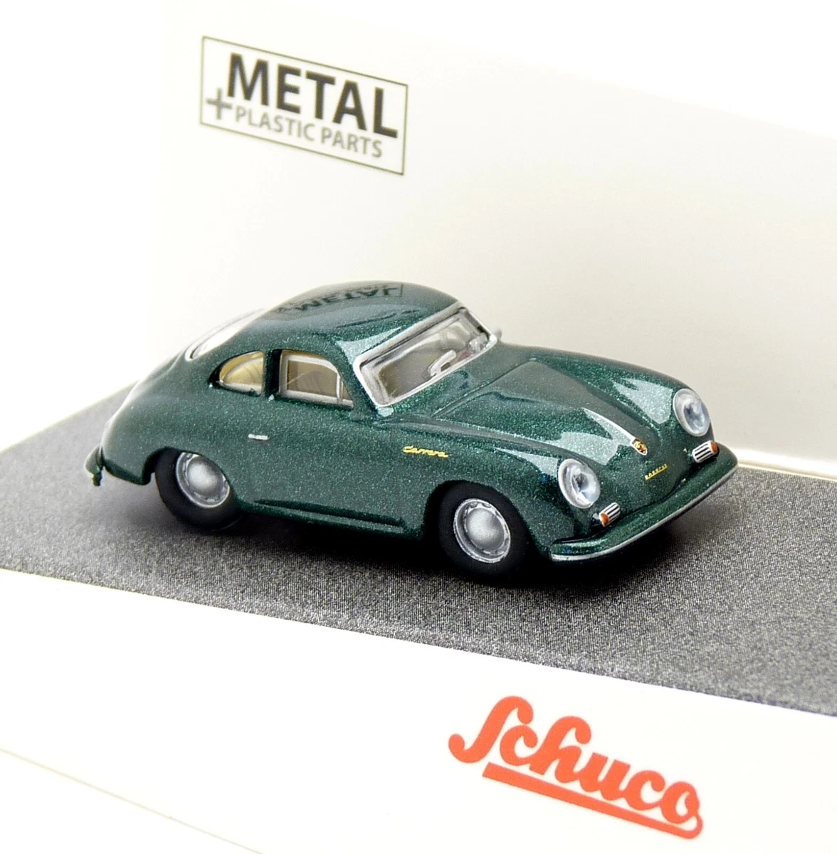 Schuco Porsche 356A Coupé Carrera Modellauto – Maßstab 1:87, Grün Metallic
