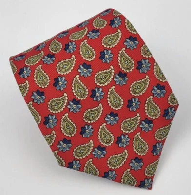 Black & Brown 1826 Silk Tie Red Brown Blue Paisley Floral Men Necktie 58 x 3.25 - Image 1 of 4