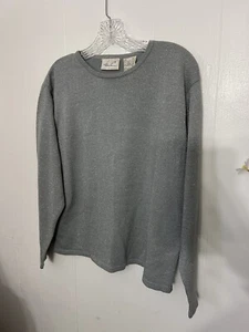 Kathy Lee XL Gray Silver Metallic Sweater Long Sleeve Thin Stretchy EUC - Picture 1 of 3