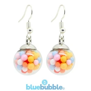 Pendientes de globo de vidrio Bluebubble UNICORNIO CARAMELO lindos kitsch años 80 retro comida de goma - Imagen 1 de 3