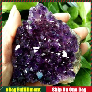 100-150g AAA Natural Quartz Amethyst Cluster Geode Druzy Crystal Healing Mineral - Picture 1 of 12