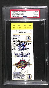 Devon White "The Catch" Autograph Signed 1992 World Series Game 3 Ticket PSA 10 - Picture 1 of 2
