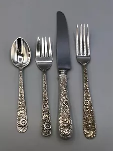 Repousse by S Kirk & Son Sterlingsilber 4-teiliges Gedeck, französische Klinge - Bild 1 von 7