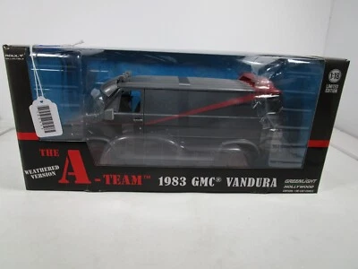 GREENLIGHT 1/18 HOLLYWOOD BLACK/RED A-TEAM DIRTY VERSION 1983 GMC VANDURA NEW - Image 1 of 4