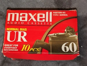 Box Of 10 Maxell UR 60 Normal Bias Cassette Tapes - Picture 1 of 3
