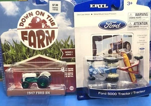1/64 Ford 5000 Tractor with Hay Rake & Greenlight 1947 Ford 8N Tractor - Picture 1 of 2