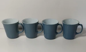 Vintage Pyrex Coffee Cup Mug SLATE BLUE Glass Set of 4 D Handled - Picture 1 of 6