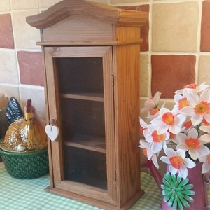 ~Small Rustic Wooden Spice/Nik Nak Cabinet~Wire Mesh Door~ Pine~3 Shelves~ - Picture 1 of 17