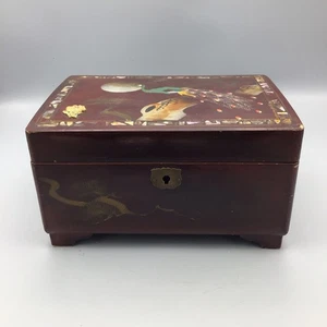 Vintage Jewelry Music Box Lacquer Peacock Made in Japan - Picture 1 of 14