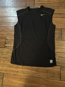 Nike Pro Combat Dri-Fit Tank Top Sleeveless Shirt Men's Medium Black Fitted - Picture 1 of 7