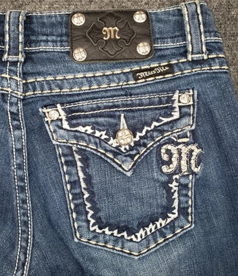 Pantalones de mezclilla Miss Me Boot para mujer 28 azul punto grueso elástico JE5014B40X Foto 1 de 4