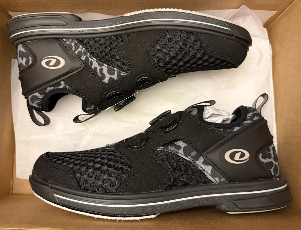 Dexter Pro Boa Black/Grey Leopard Right Handed Womens Bowling Shoes, Size 7.5 - Image 1 of 4