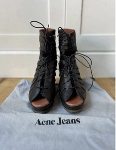 Acne studios spring summer wedges lace Up Black UK 4 EU Size 37 - Picture 1 of 14