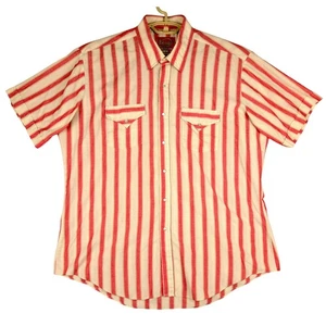 Camisa Western Vintage Western by Ely XL Western Rayas Rojo Tostado Manga Corta Rockabilly - Imagen 1 de 5