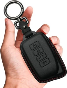 Tukellen for Lexus Leather Key Fob Cover with Keychain Black (Red Line)  - Afbeelding 1 van 7