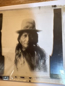 Toro Seduto Nativi Americani Indiani Antica Foto Lanterna Magica Scivolo - Foto 1 di 6