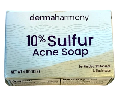 Jabón para acné DermaHarmony 10 % azufre - 4 oz (113 g) una barra para espinillas y puntos blancos Foto 1 de 4