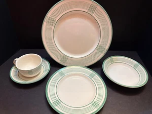 Ralph Lauren "Handkerchief" Green White Stripe, 5 Place Setting, Din, Sal, Bowl - Picture 1 of 12